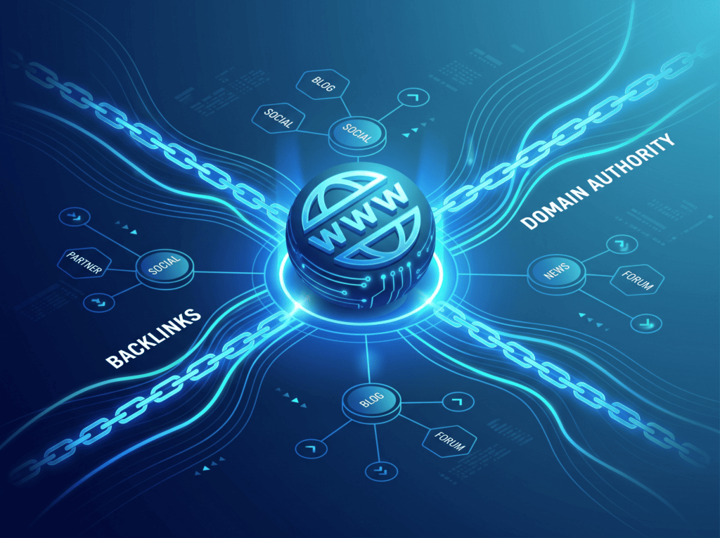 Backlinks and domain authority link-building concept