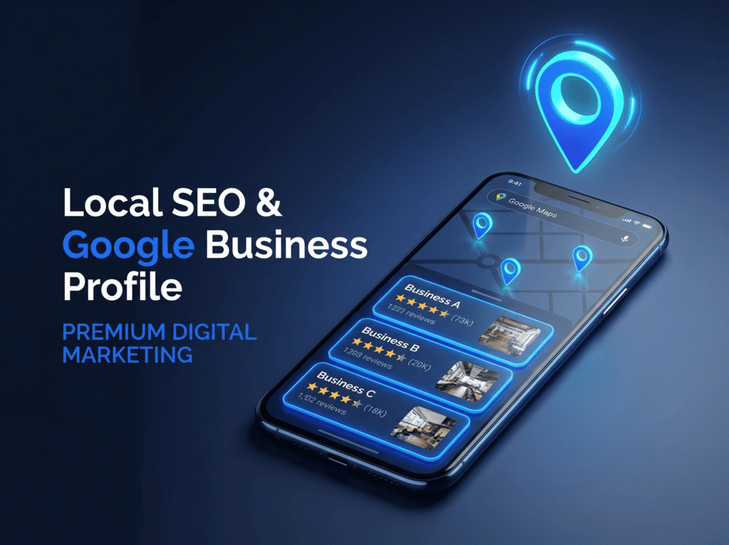 Google local 3-pack and Business Profile on a smartphone