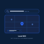 Map pins over a local search for businesses near Raleigh, Durham, and Chapel Hill, representing local SEO for Triangle businesses.